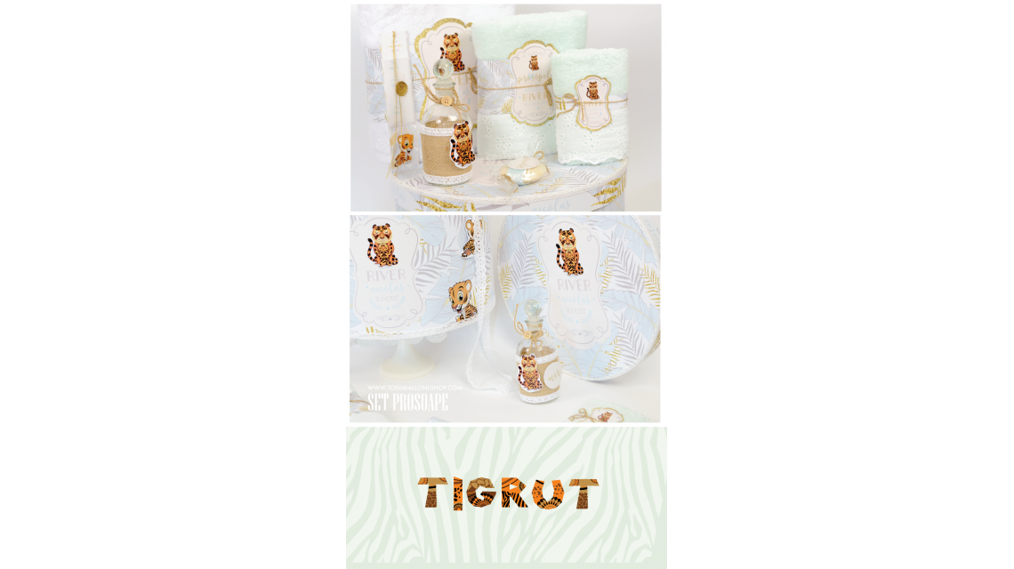 Trusou de botez cu broderie personalizata pentru baieti, Little tiger 10